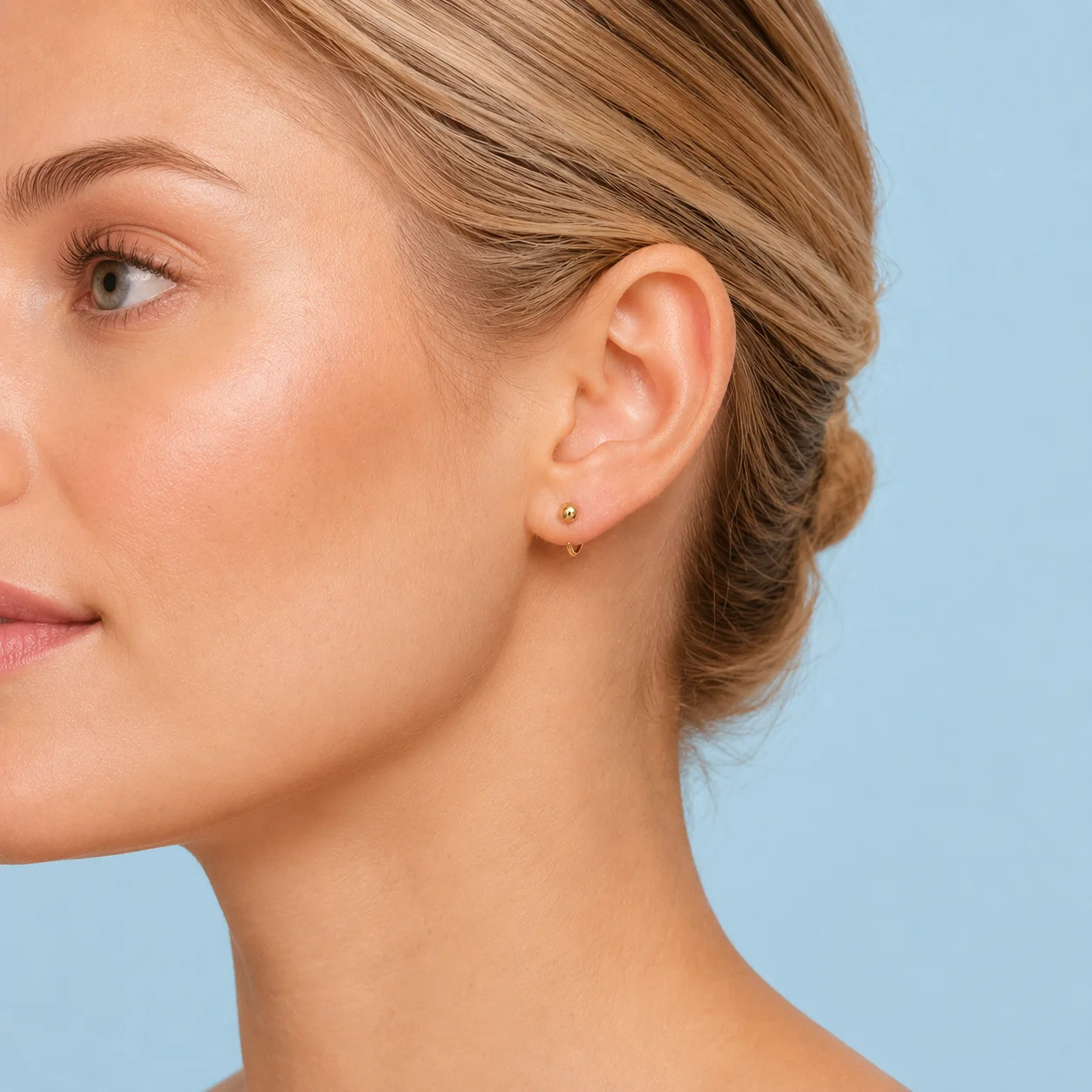 Ball Half Hoop Earrings - Image 2