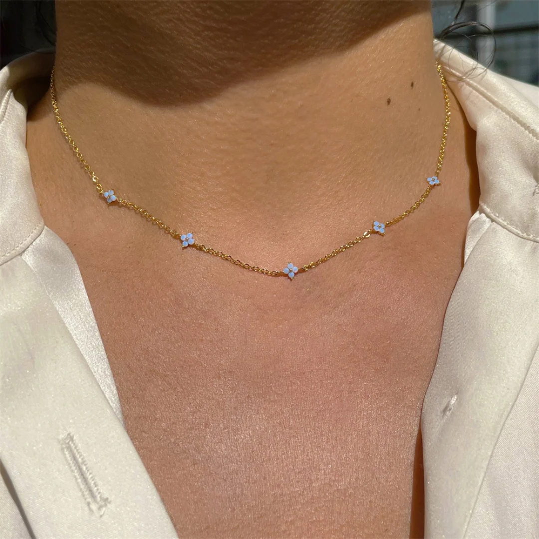 Blue Blossom Love Flower Necklace - Image 2
