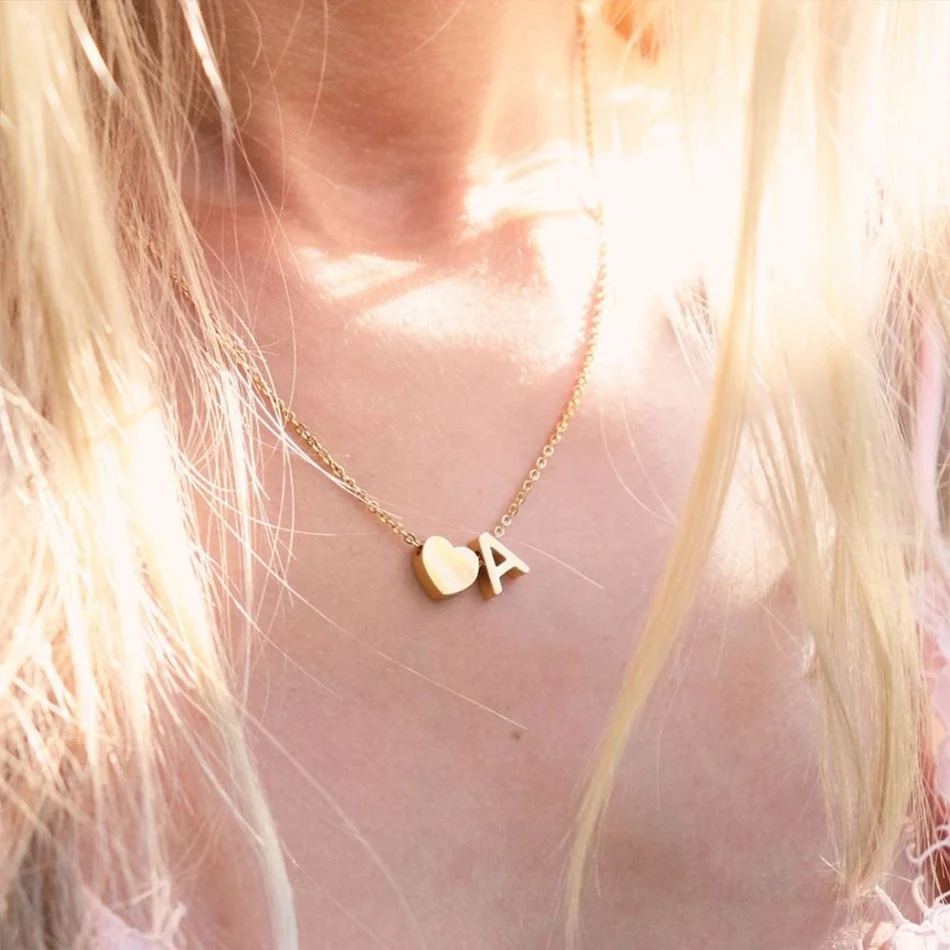 Celeste Initial Heart Letter Necklace - Image 5