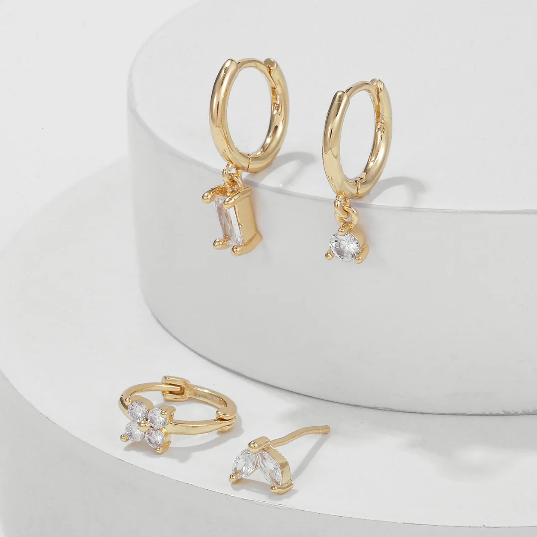 Crystal Flower Lantern Earring Set - Image 4