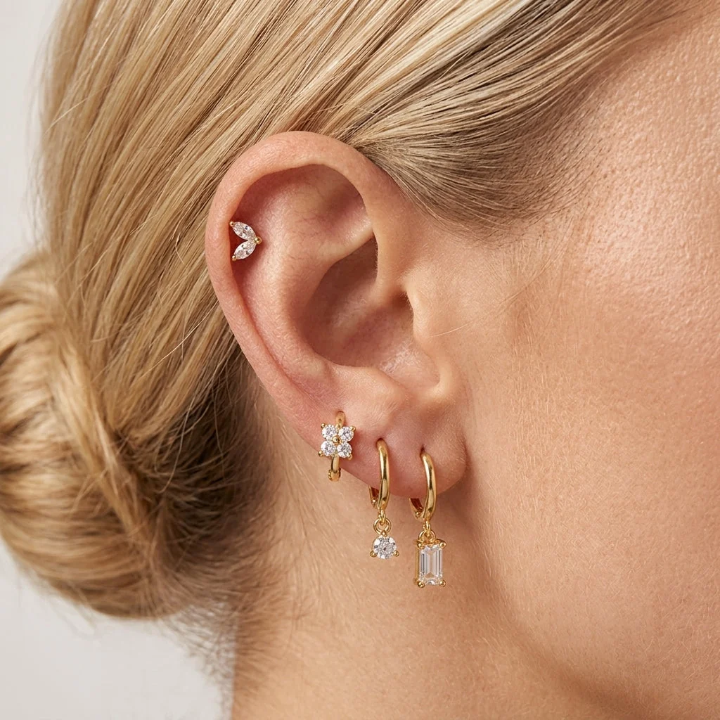 Crystal Flower Lantern Earring Set - Image 5