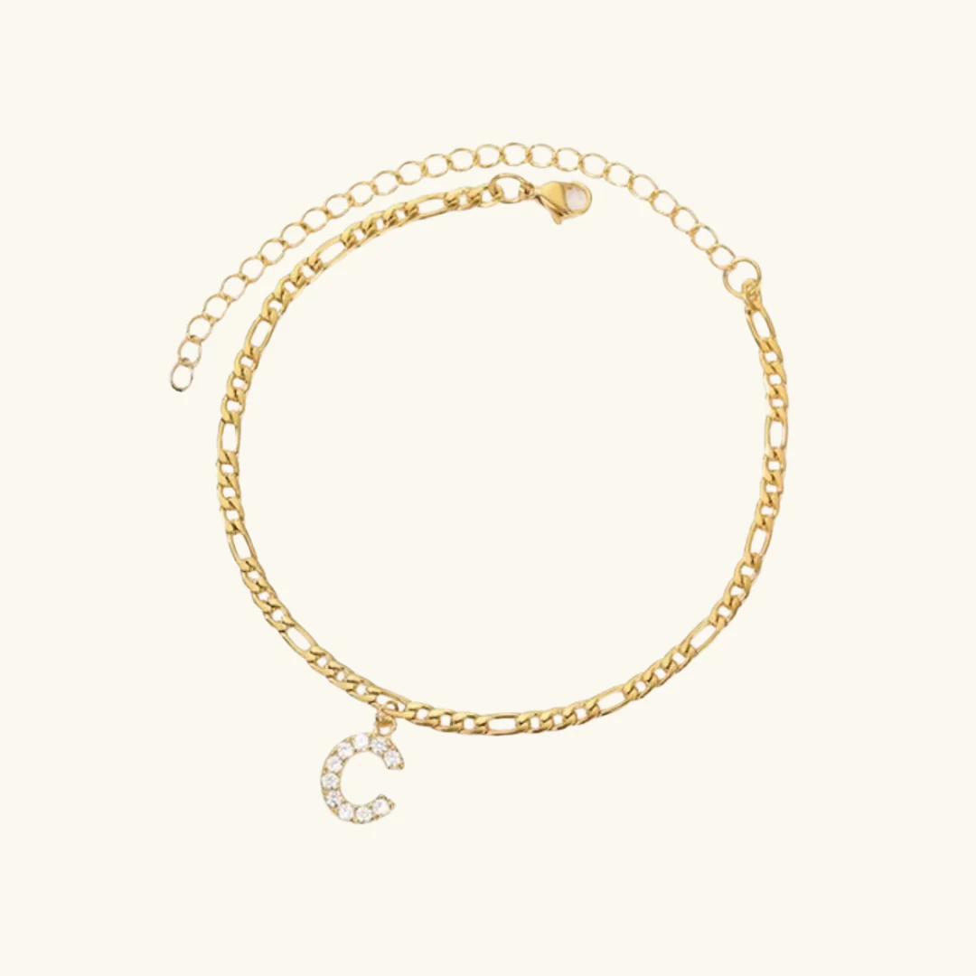 Cubic Zirconia Diamond Initial Letter Anklet - Image 12