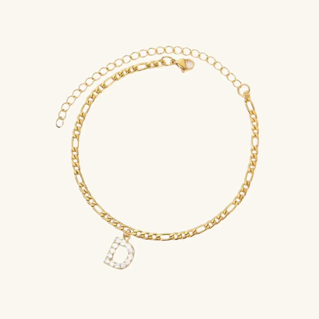 Cubic Zirconia Diamond Initial Letter Anklet - Image 13