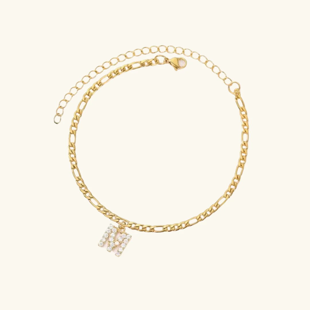 Cubic Zirconia Diamond Initial Letter Anklet - Image 22