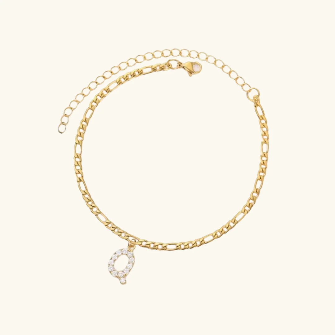 Cubic Zirconia Diamond Initial Letter Anklet - Image 26