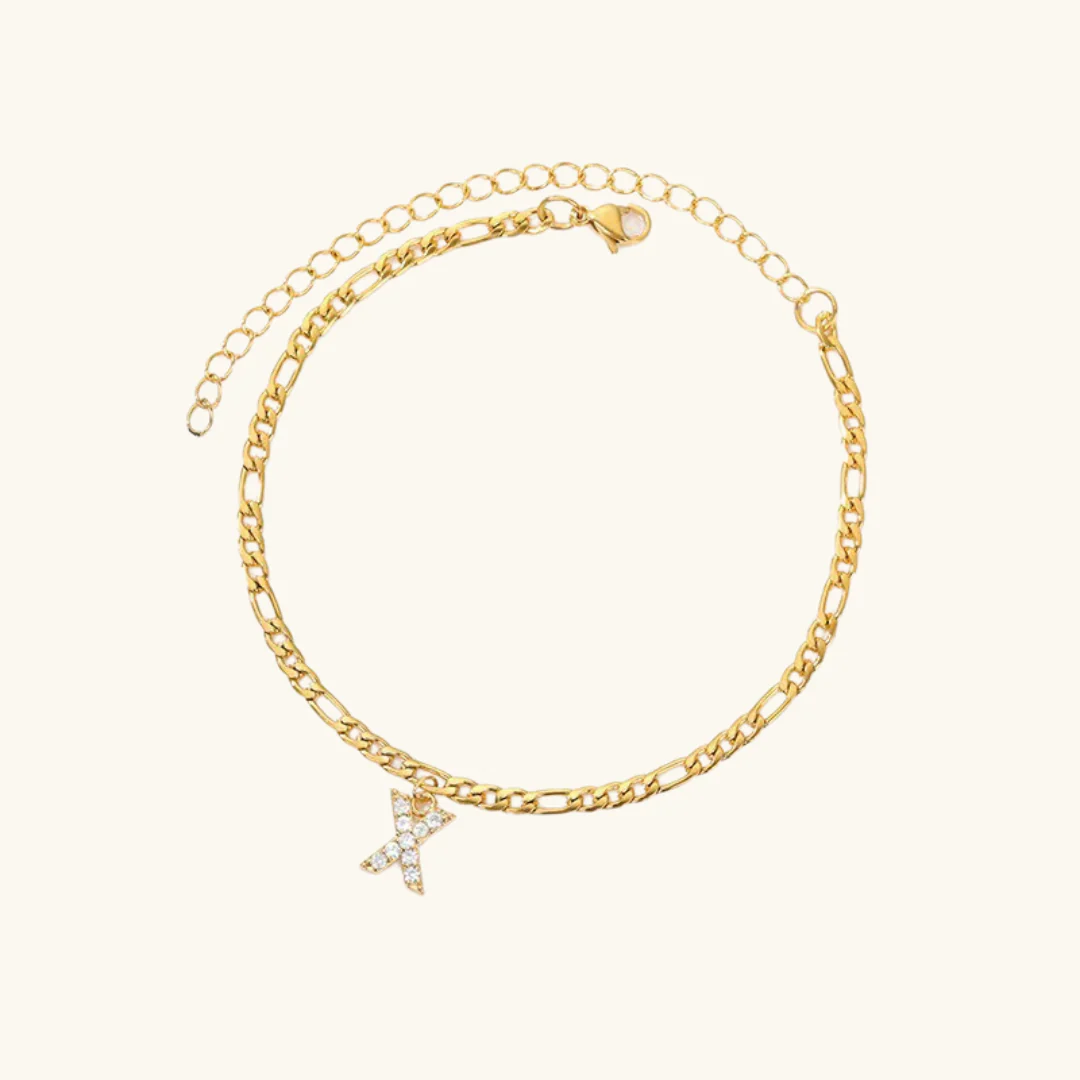 Cubic Zirconia Diamond Initial Letter Anklet - Image 33