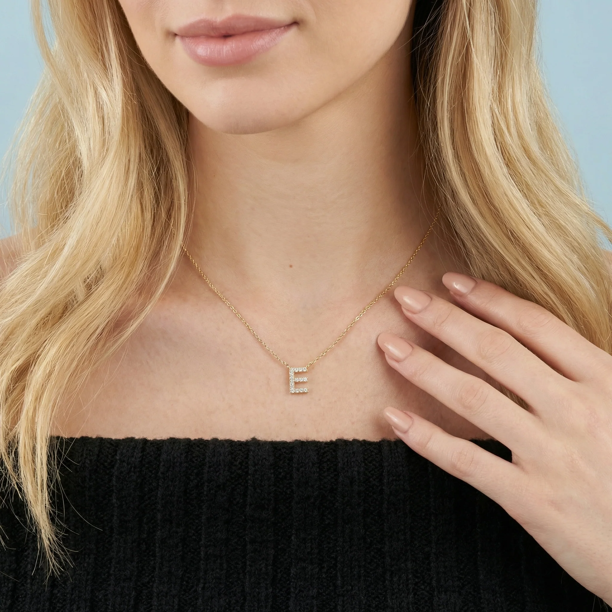 Cubic Zirconia Initial Letter Necklace - Image 3