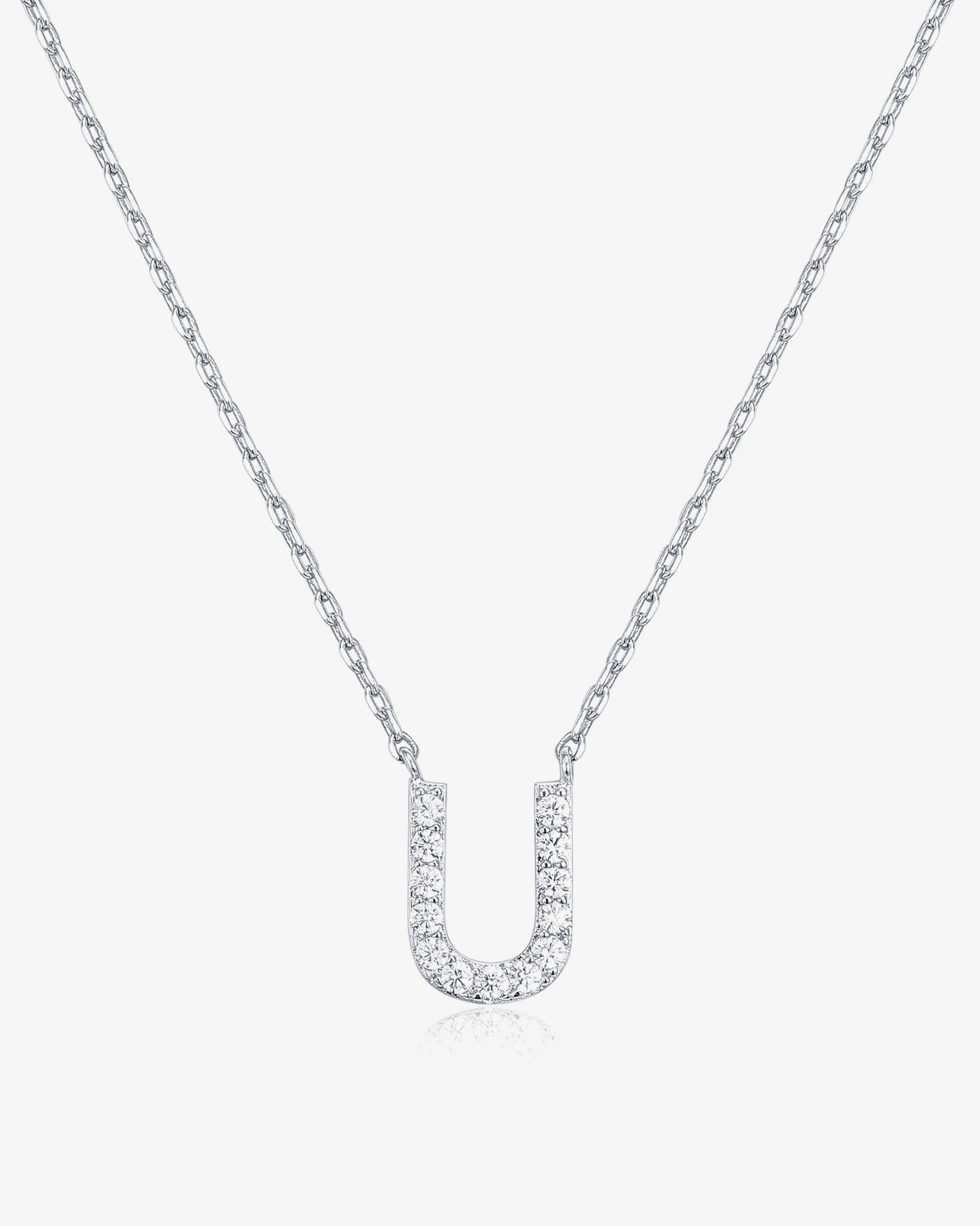 Cubic Zirconia Initial Letter Necklace - Image 75