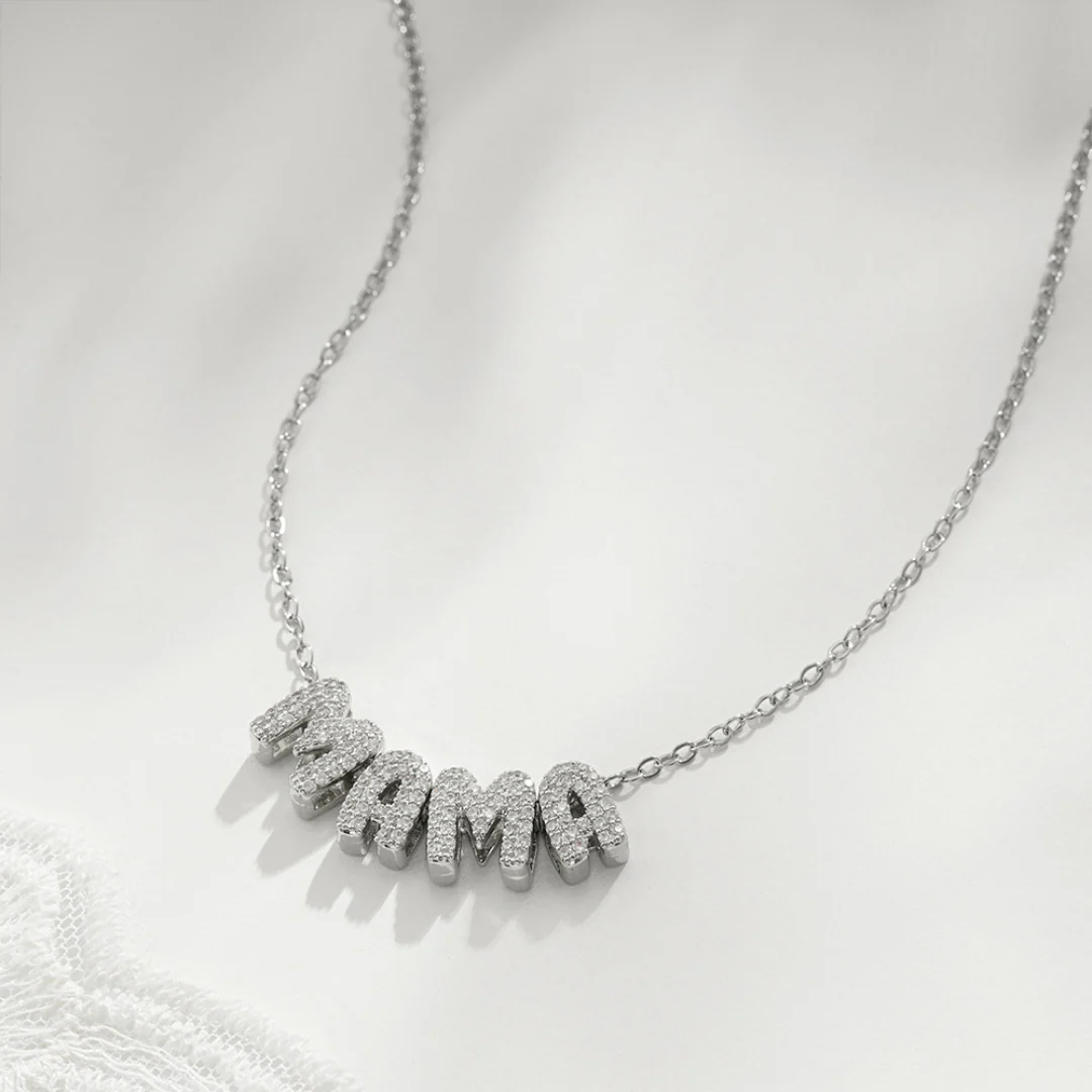 Custom Bubble Diamond Name Necklace - Image 11