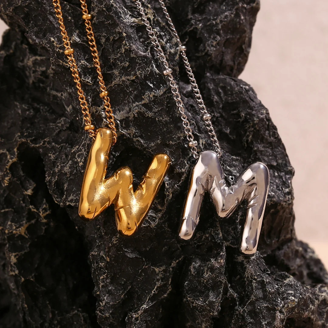 Glossy Bubble Letter Necklace - Image 4
