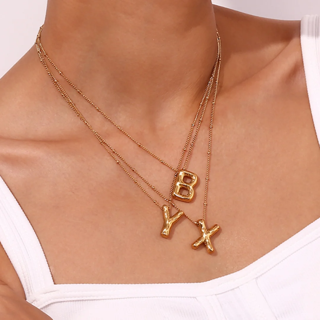 Glossy Bubble Letter Necklace - Image 5