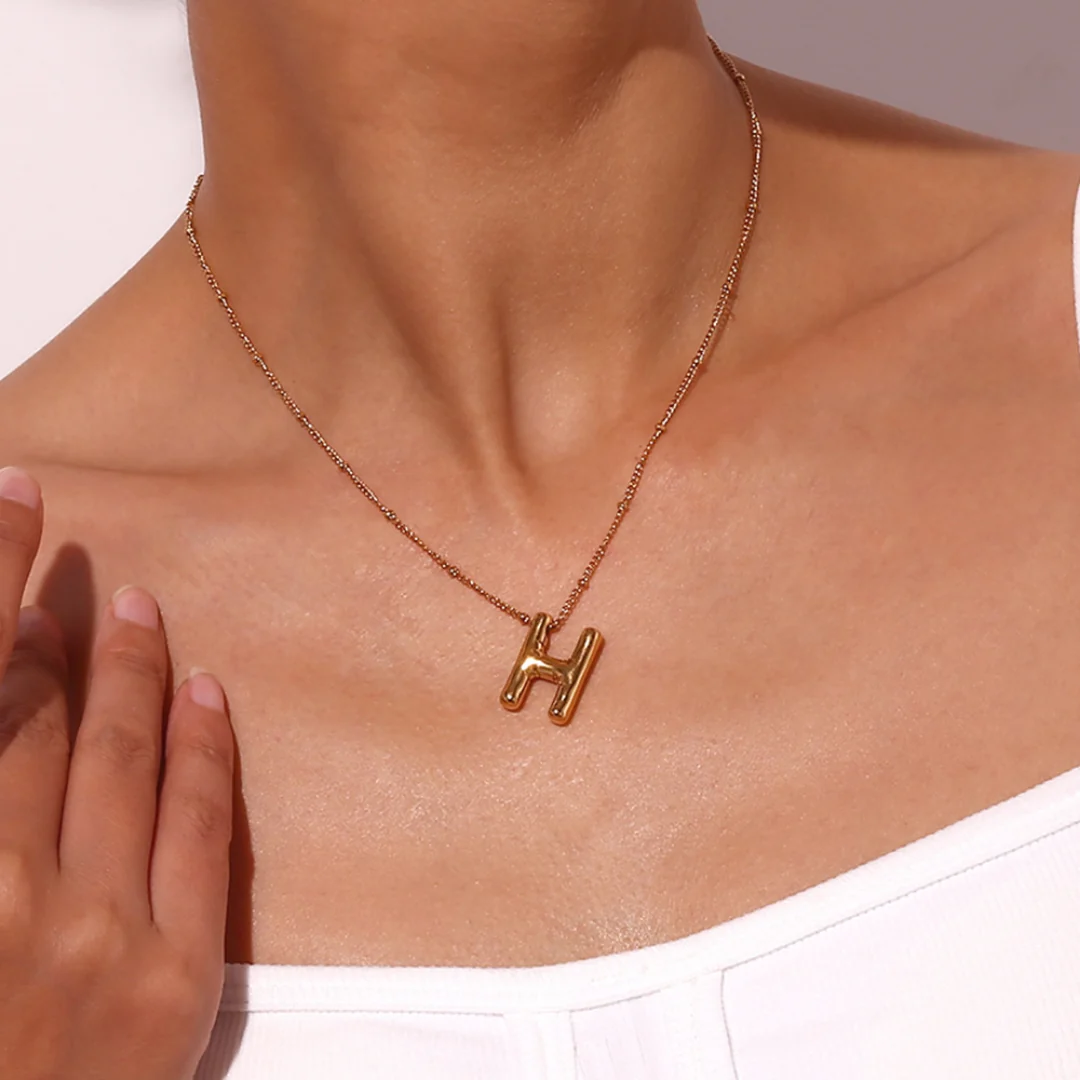 Glossy Bubble Letter Necklace - Image 7