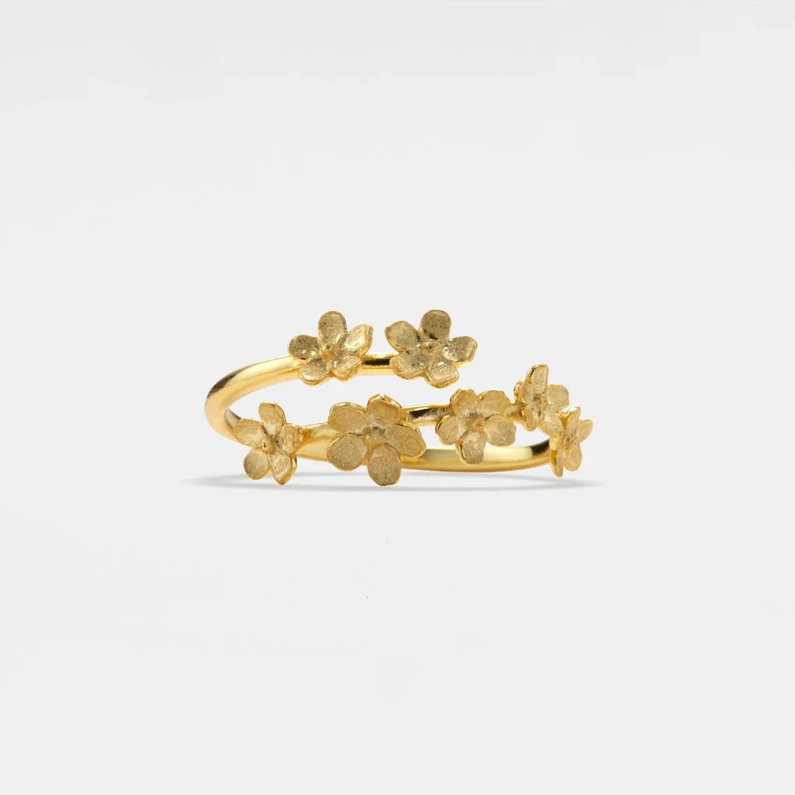 Gold Sakura Flower Stacking Open Ring