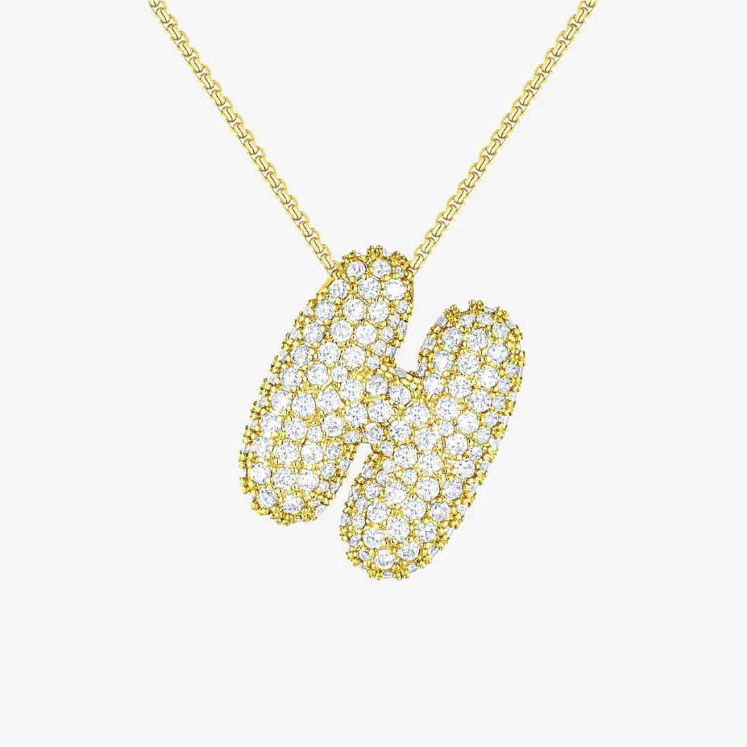 Bubble Initial Diamond Necklace - Image 14