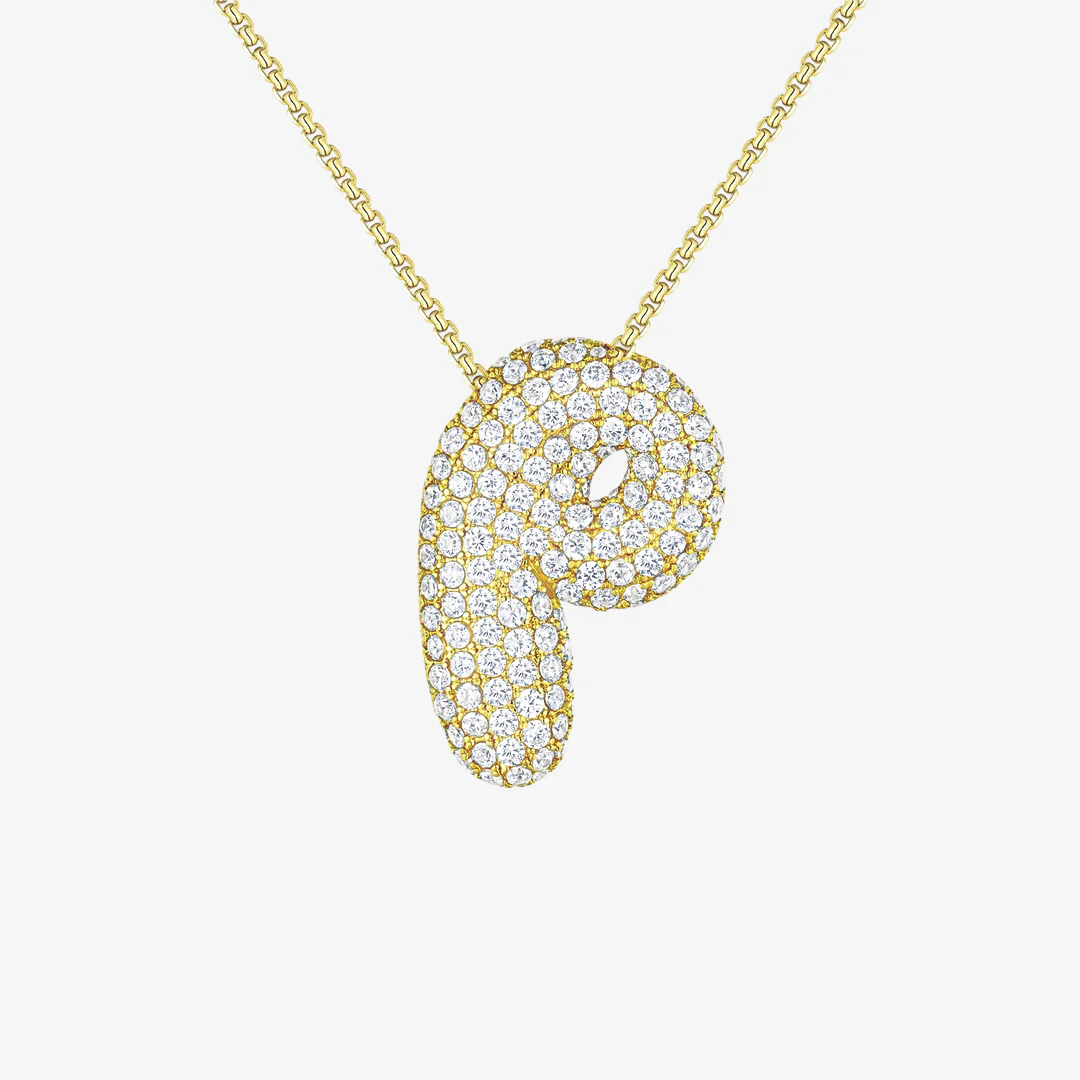 Bubble Initial Diamond Necklace - Image 22