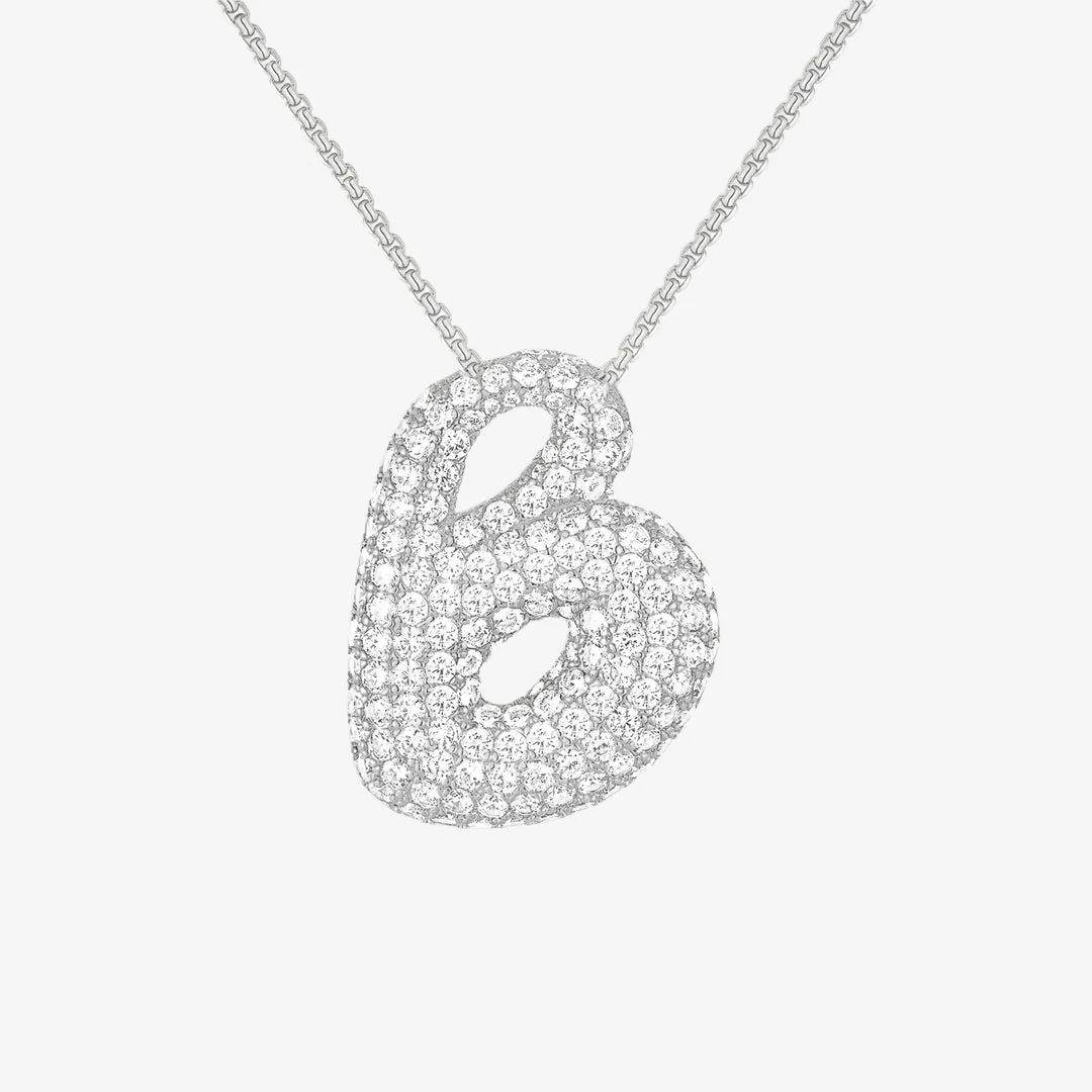 Bubble Initial Diamond Necklace - Image 34