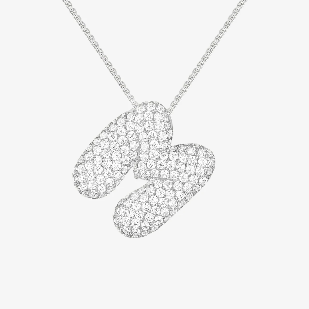 Bubble Initial Diamond Necklace - Image 45