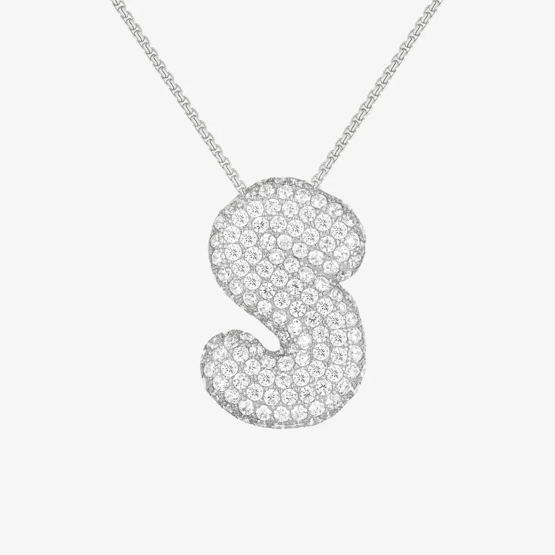Bubble Initial Diamond Necklace - Image 51