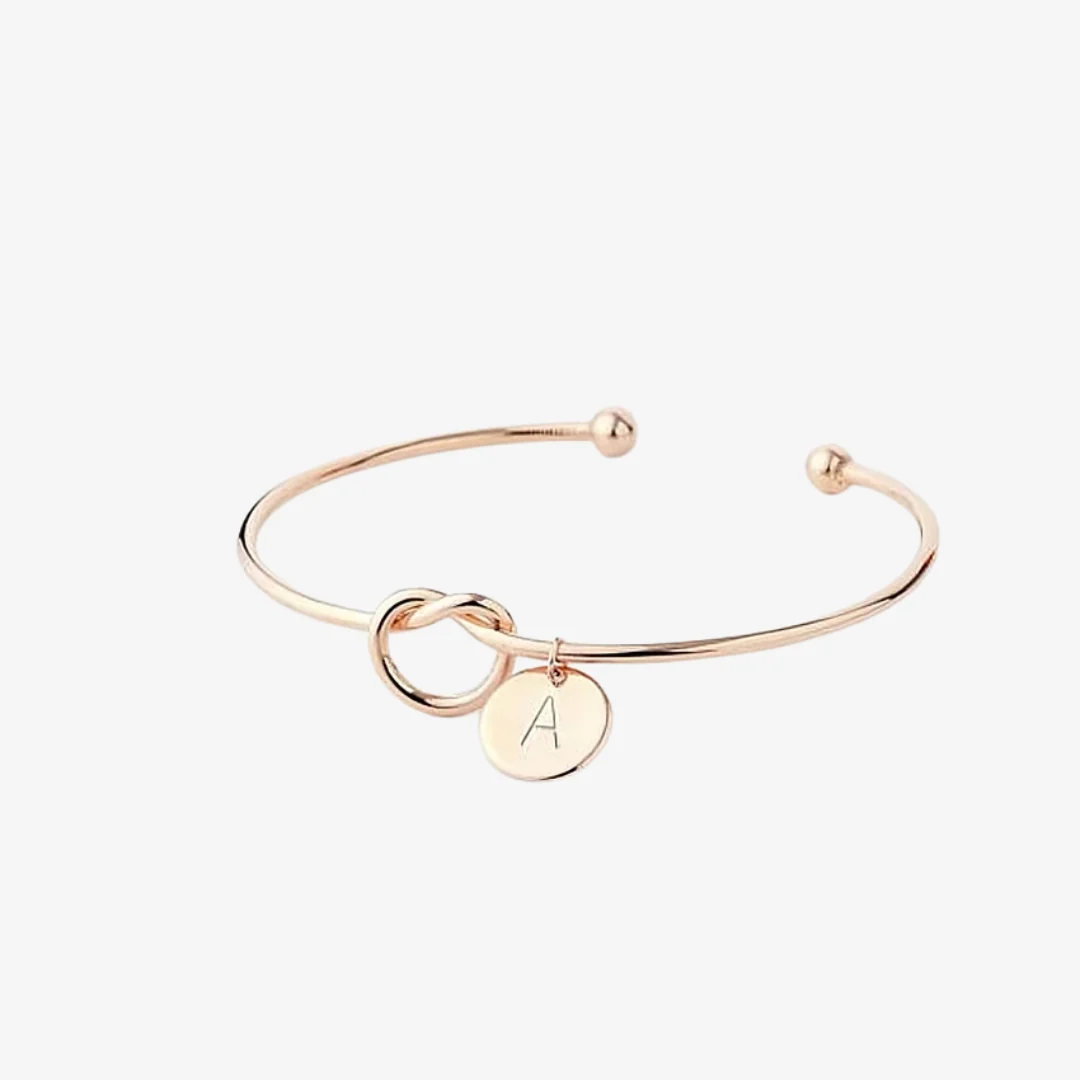 Infinity Initial Letter Bangle Bracelet - Image 3
