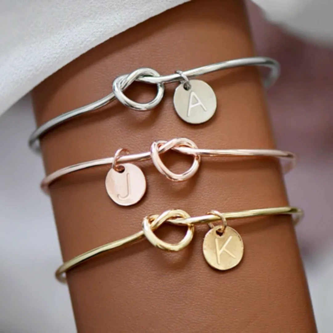 Infinity Initial Letter Bangle Bracelet - Image 4