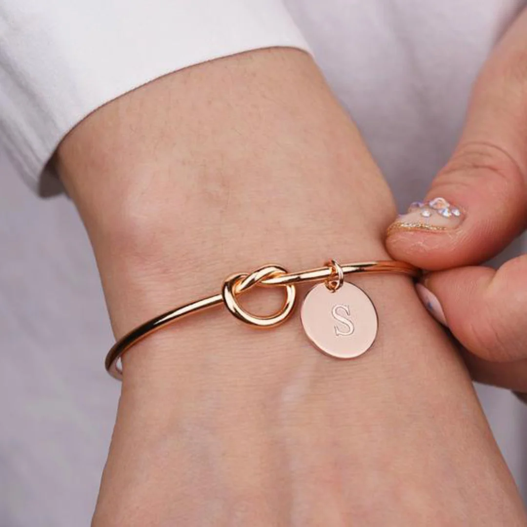 Infinity Initial Letter Bangle Bracelet - Image 6