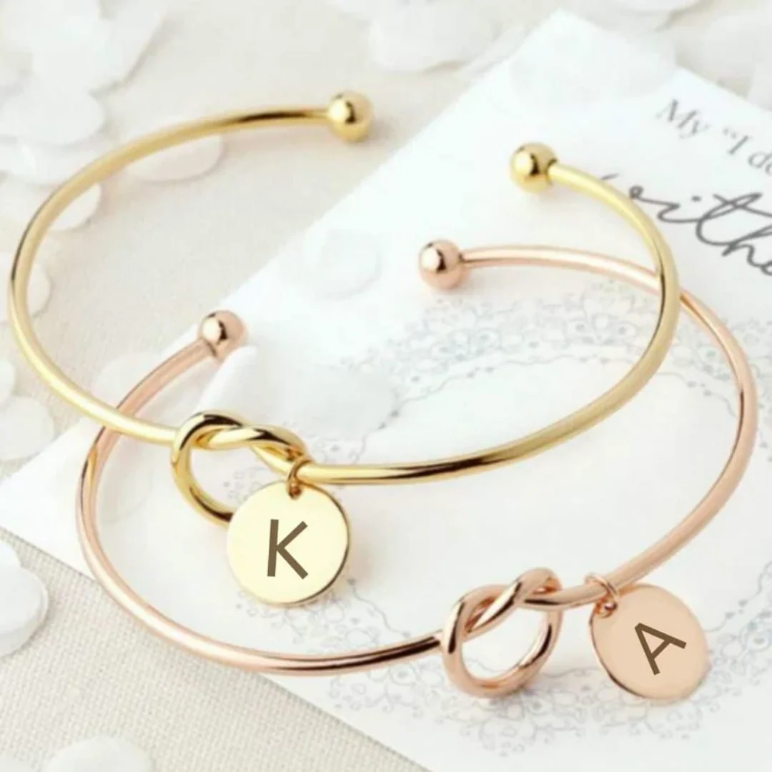 Infinity Initial Letter Bangle Bracelet - Image 9