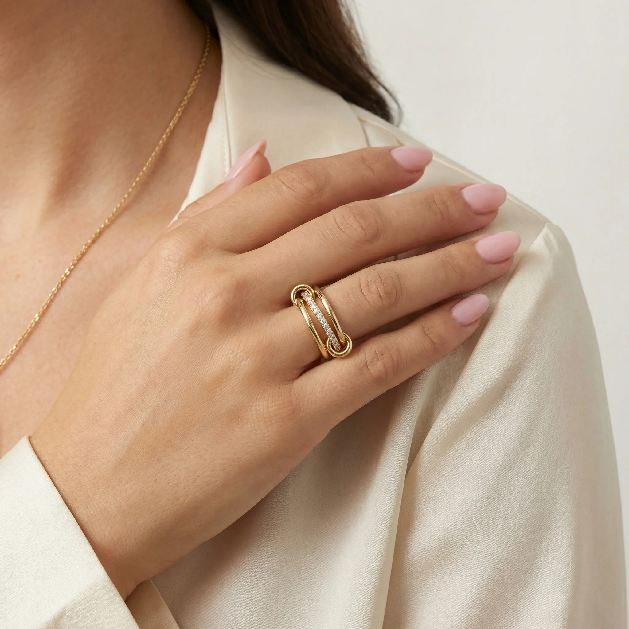 Layered Stackable Pave Ring - Image 5