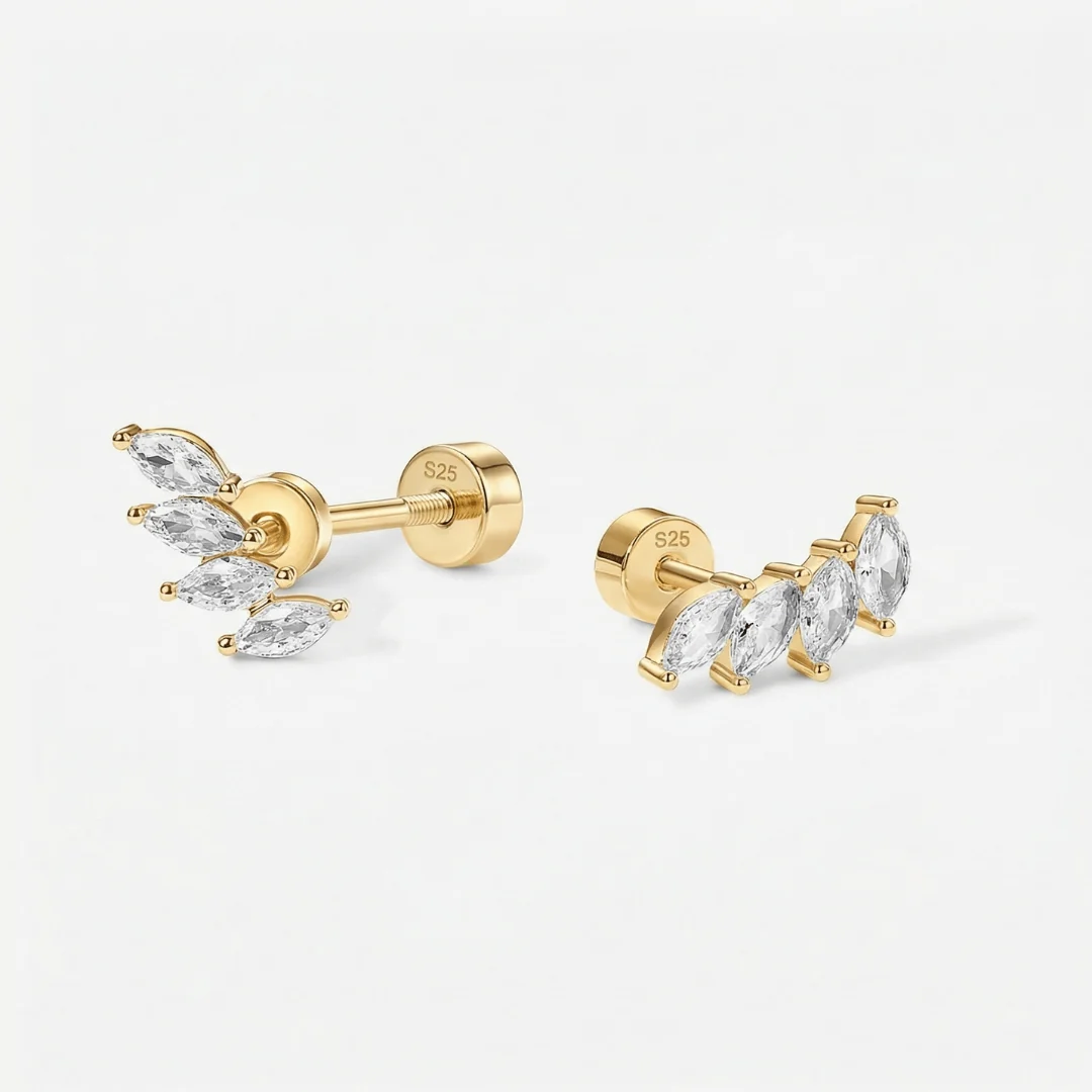 Marquise Cascade Flat Back Stud Earrings - Image 3