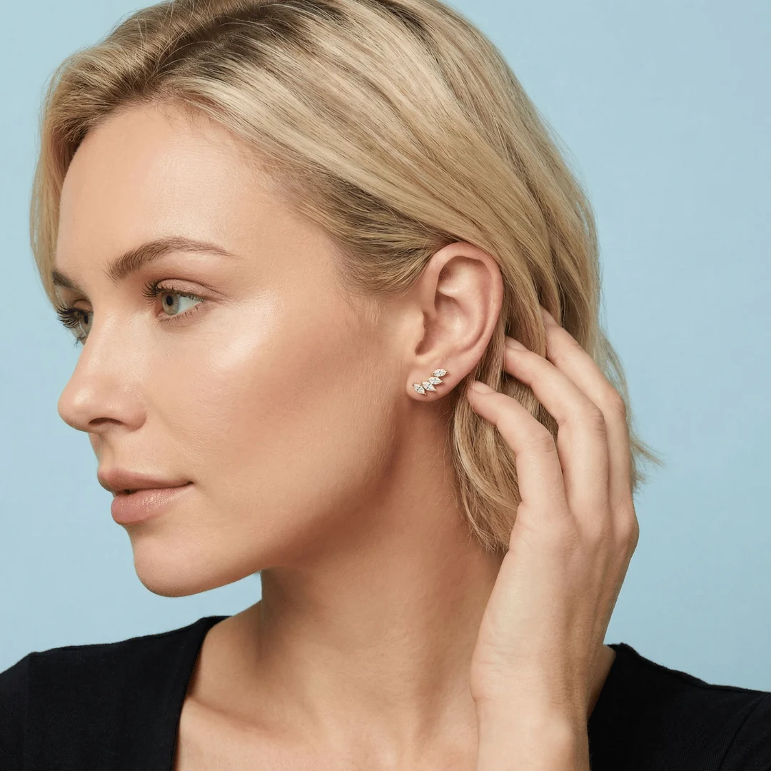 Marquise Cascade Flat Back Stud Earrings - Image 4