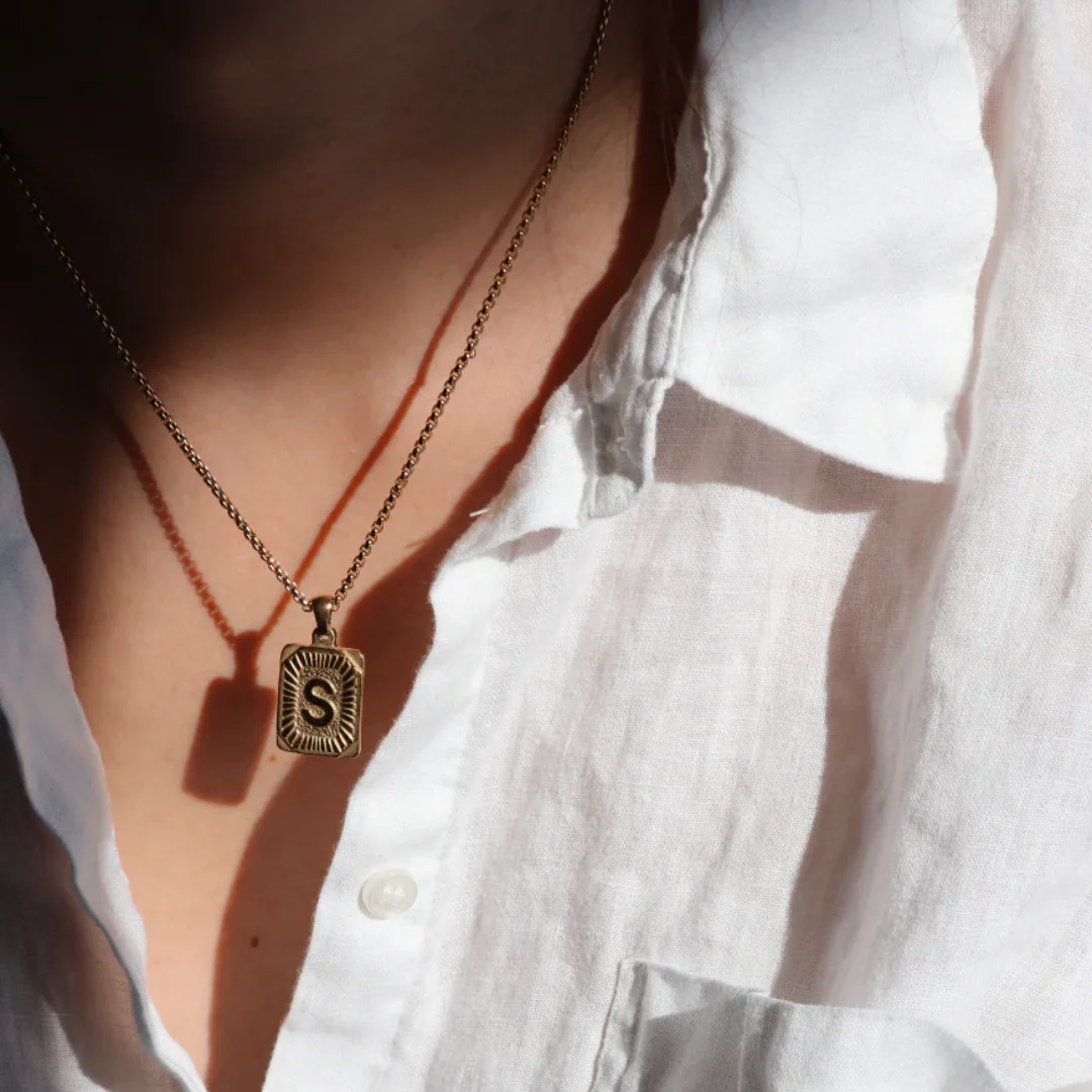 Monogram Pendant Initial Letter Necklace - Image 4