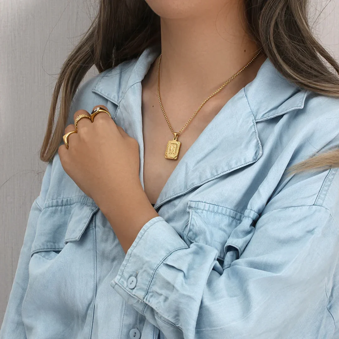 Monogram Pendant Initial Letter Necklace - Image 6
