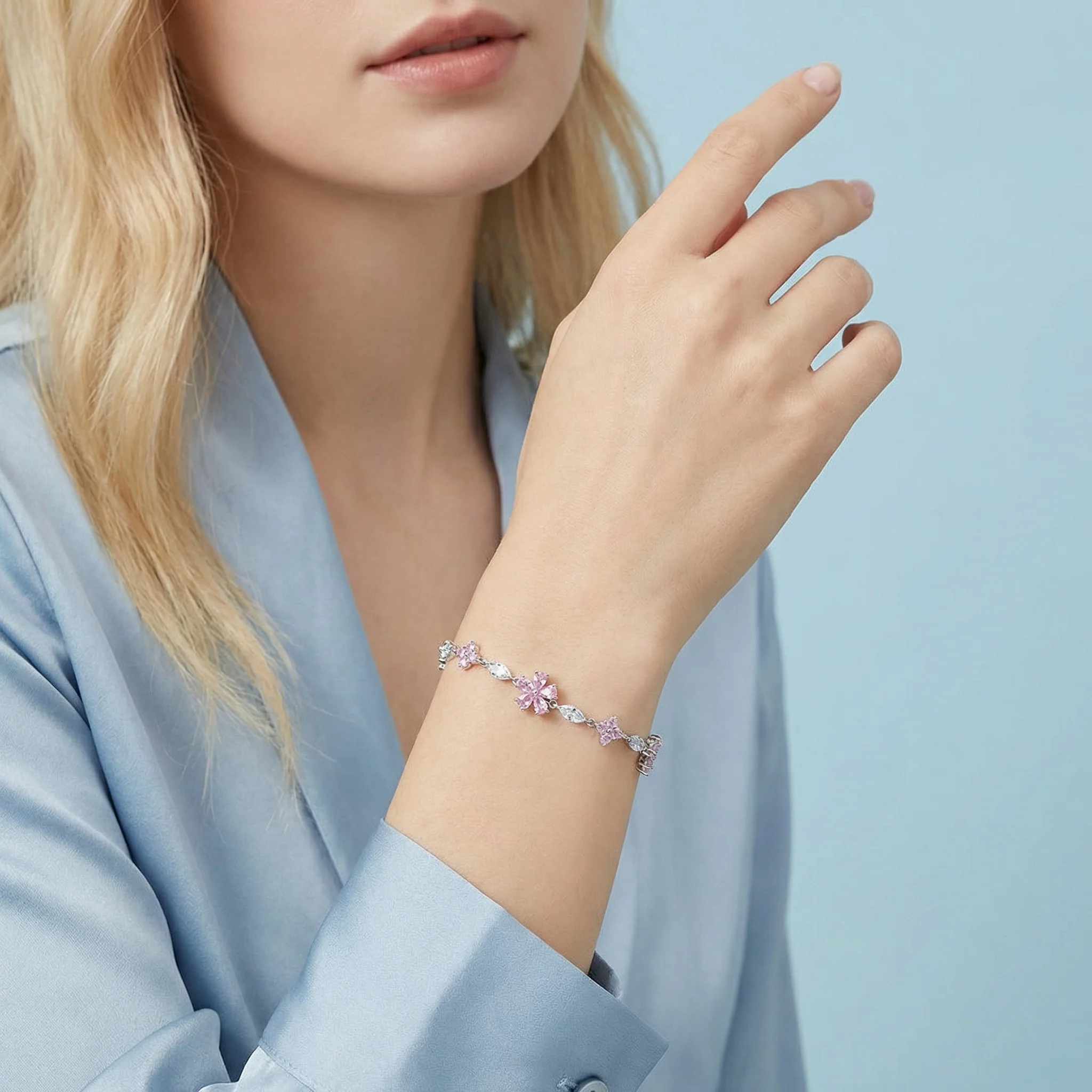 Sakura Cherry Blossom Crystal Bracelet - Image 3