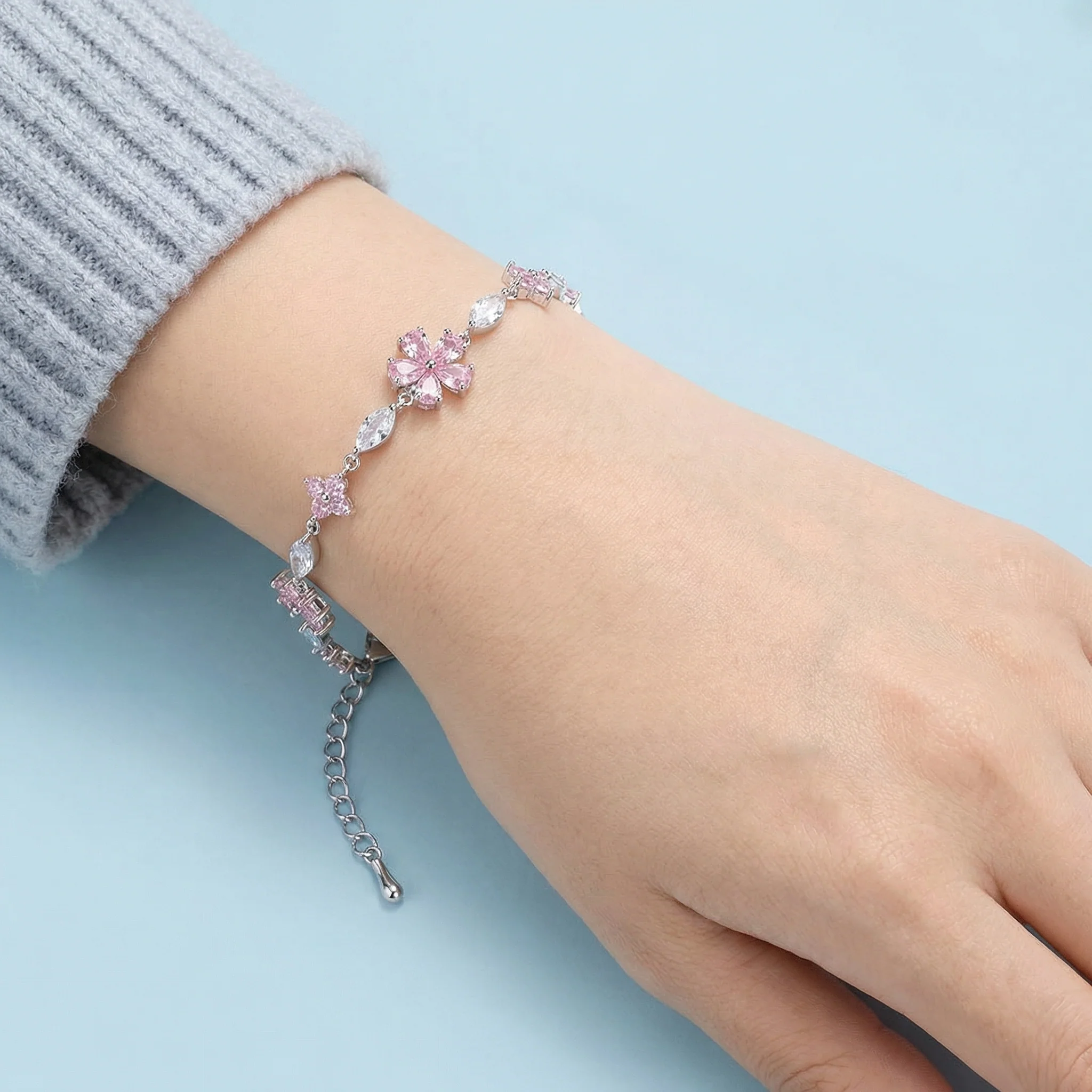 Sakura Cherry Blossom Crystal Bracelet - Image 7
