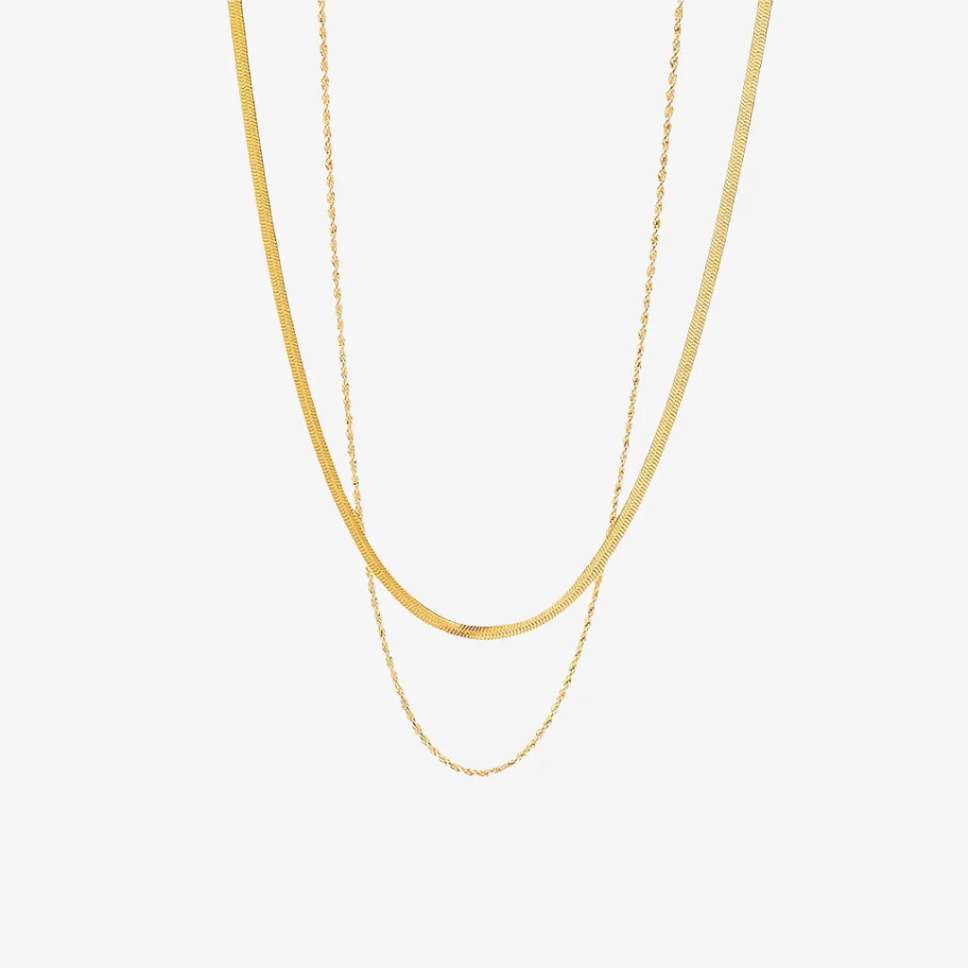 Snake and Rope Chain Layered Necklace