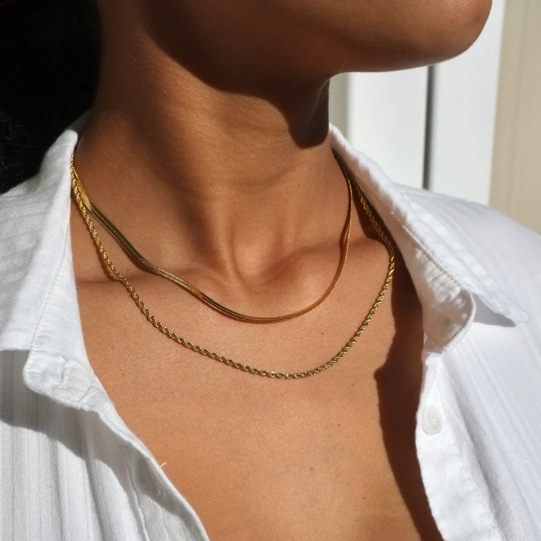 Snake and Rope Chain Layered Necklace - Image 2