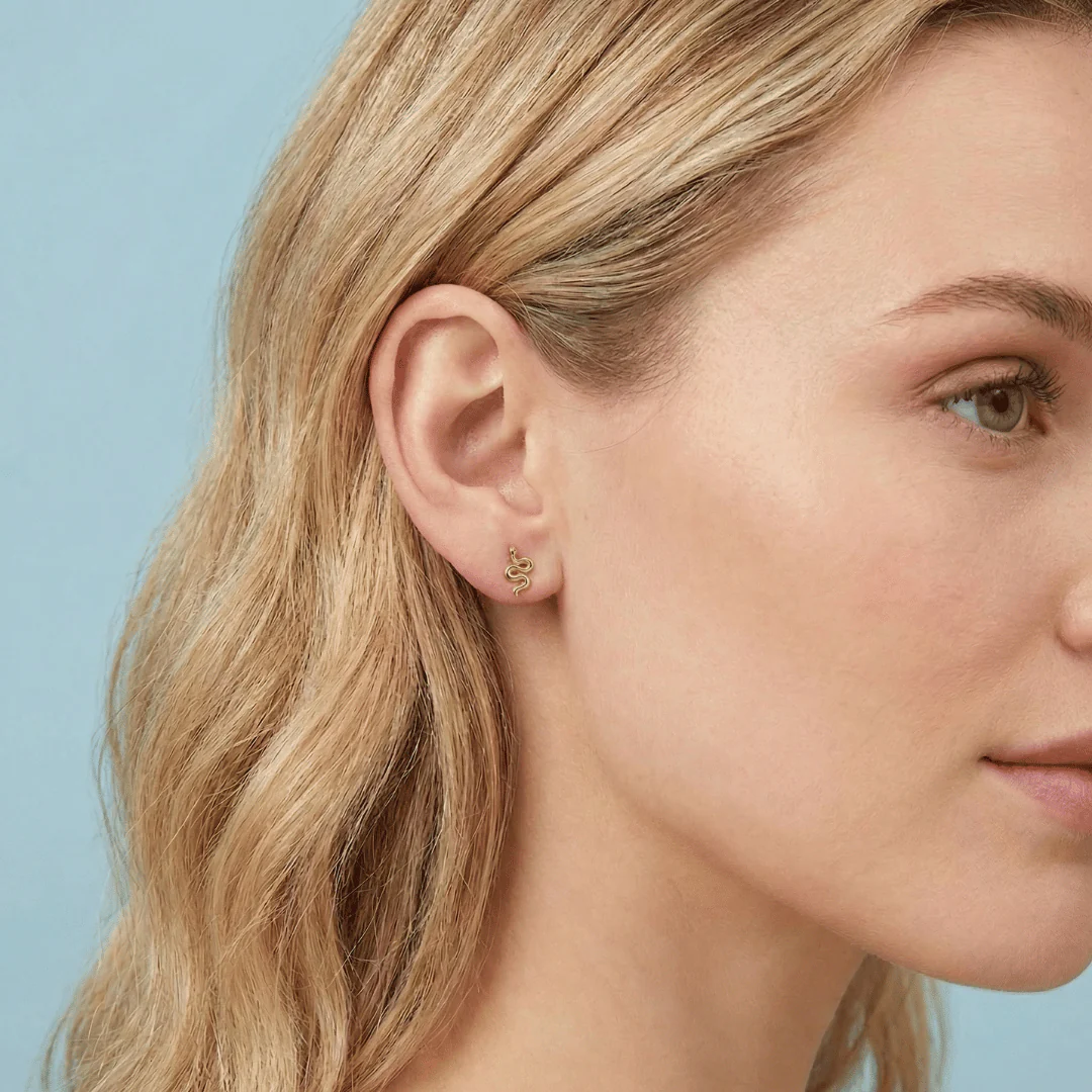 Snake Flat Back Stud Earrings - Image 4