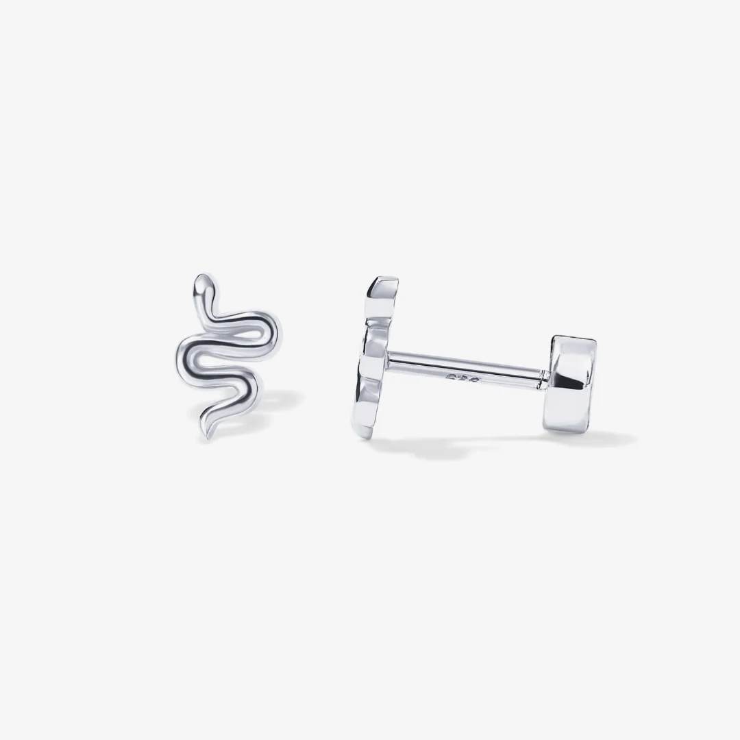 Snake Flat Back Stud Earrings - Image 9