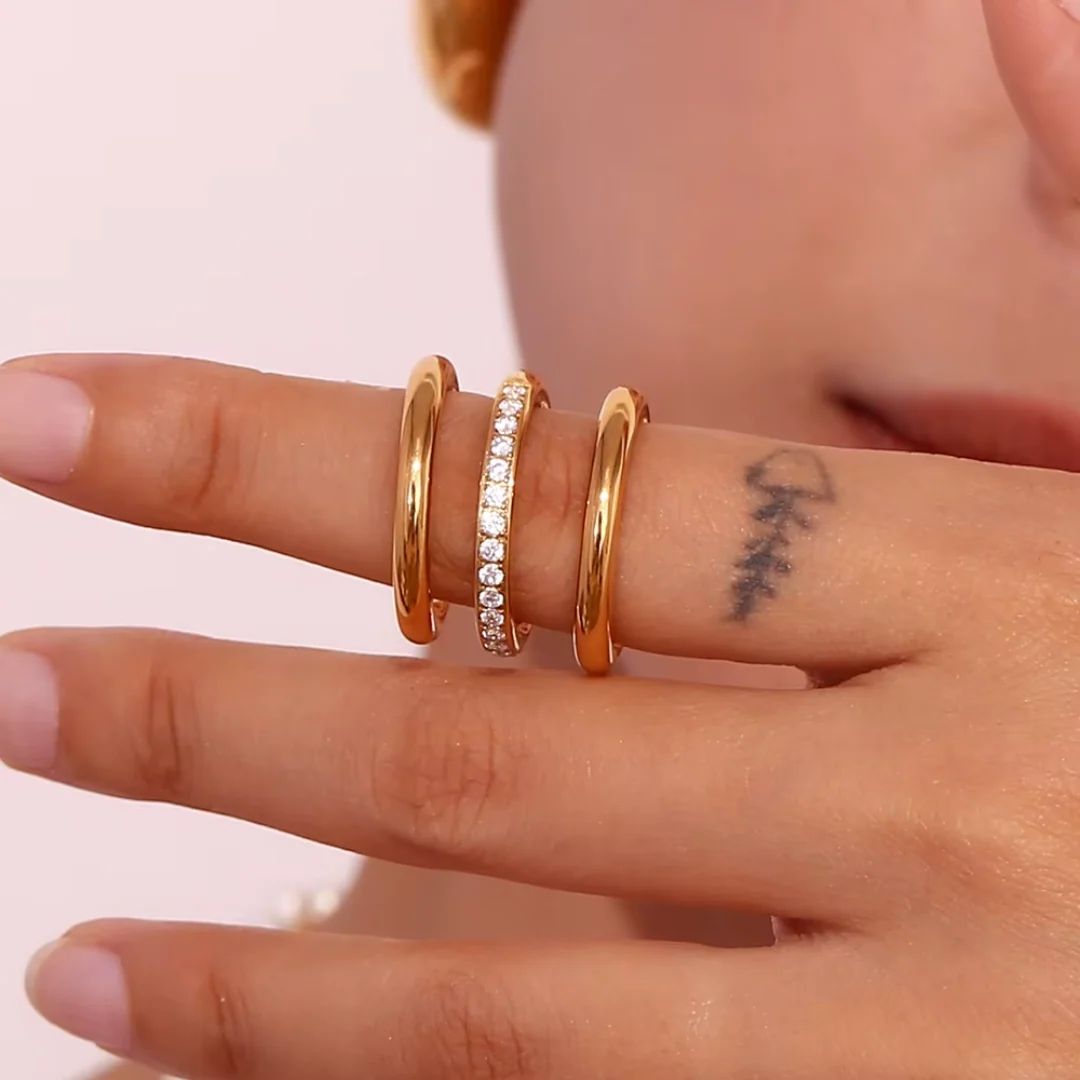 Stackable Triple Layered Band Ring - Image 5