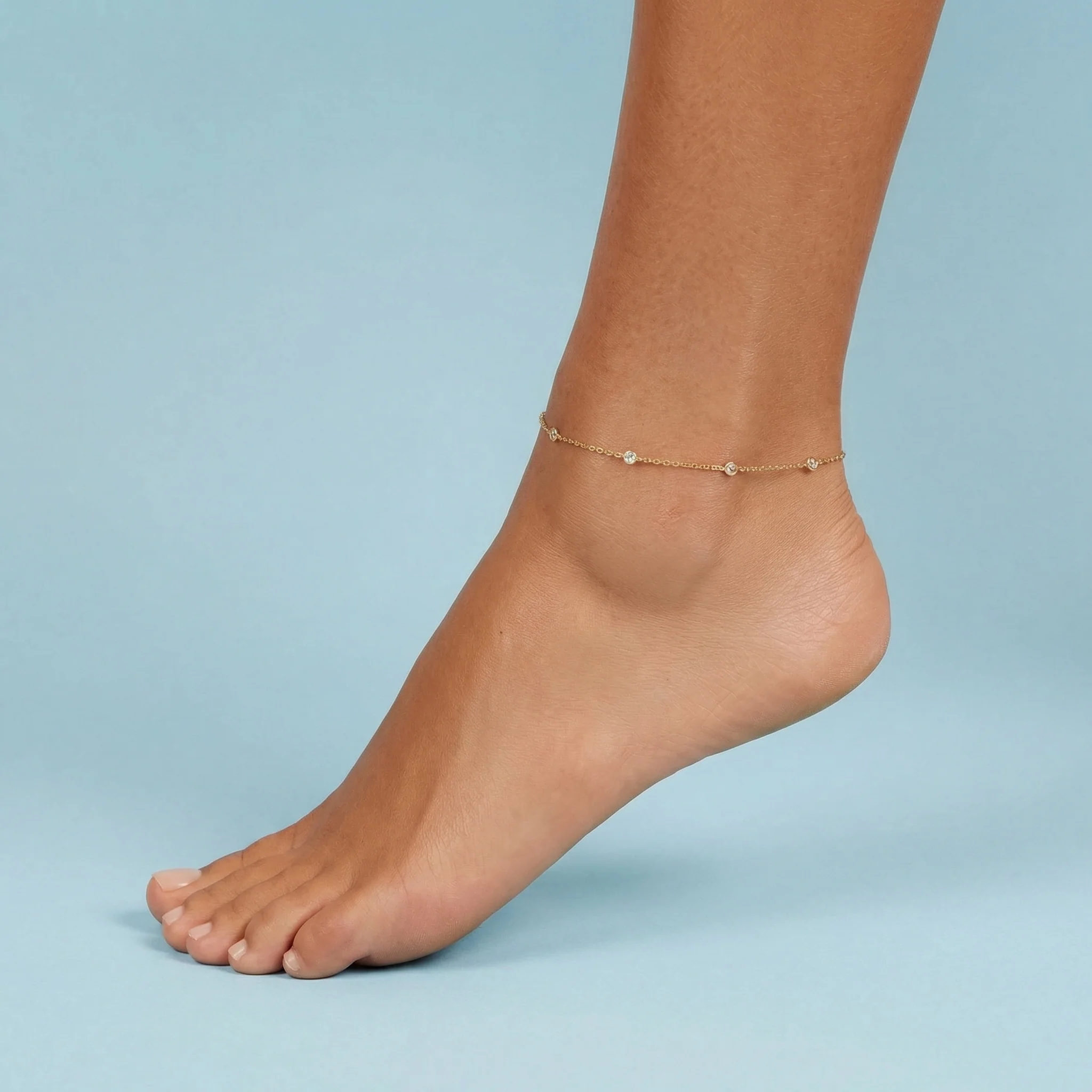 Station Cubic Zirconia Diamonds Anklet - Image 4