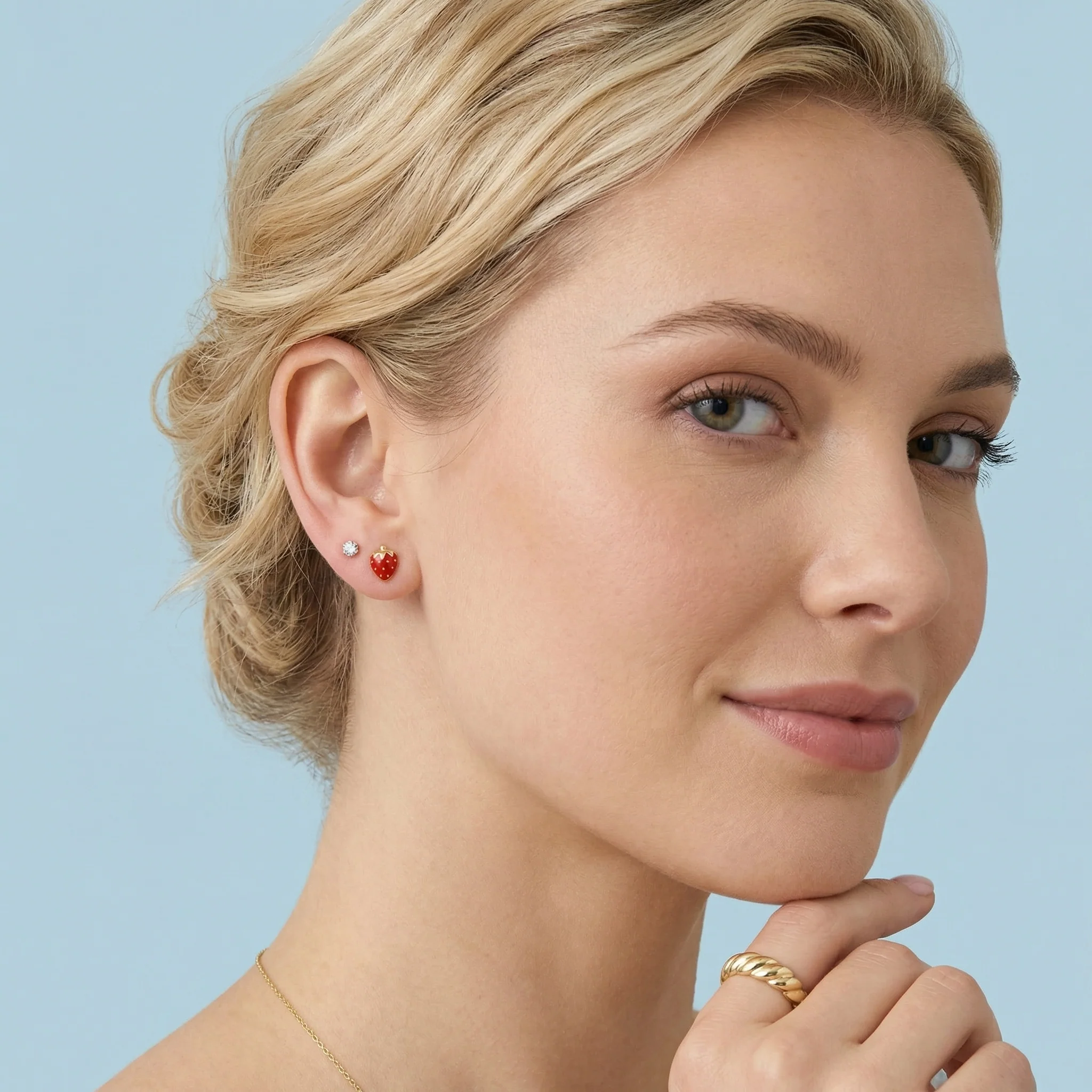 Strawberry Flat Back Studs - Image 4