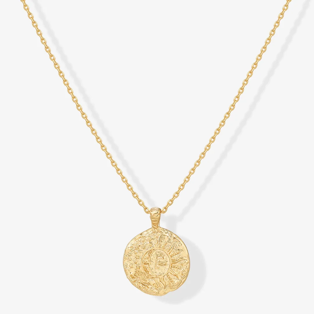 Sun-Moon Engraved Coin Pendant