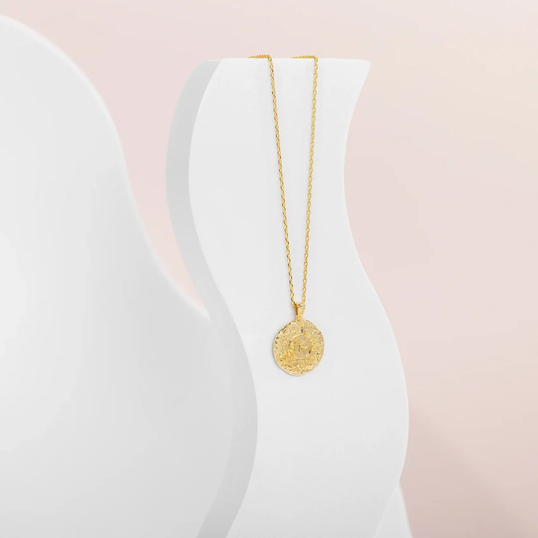 Sun-Moon Engraved Coin Pendant - Image 3
