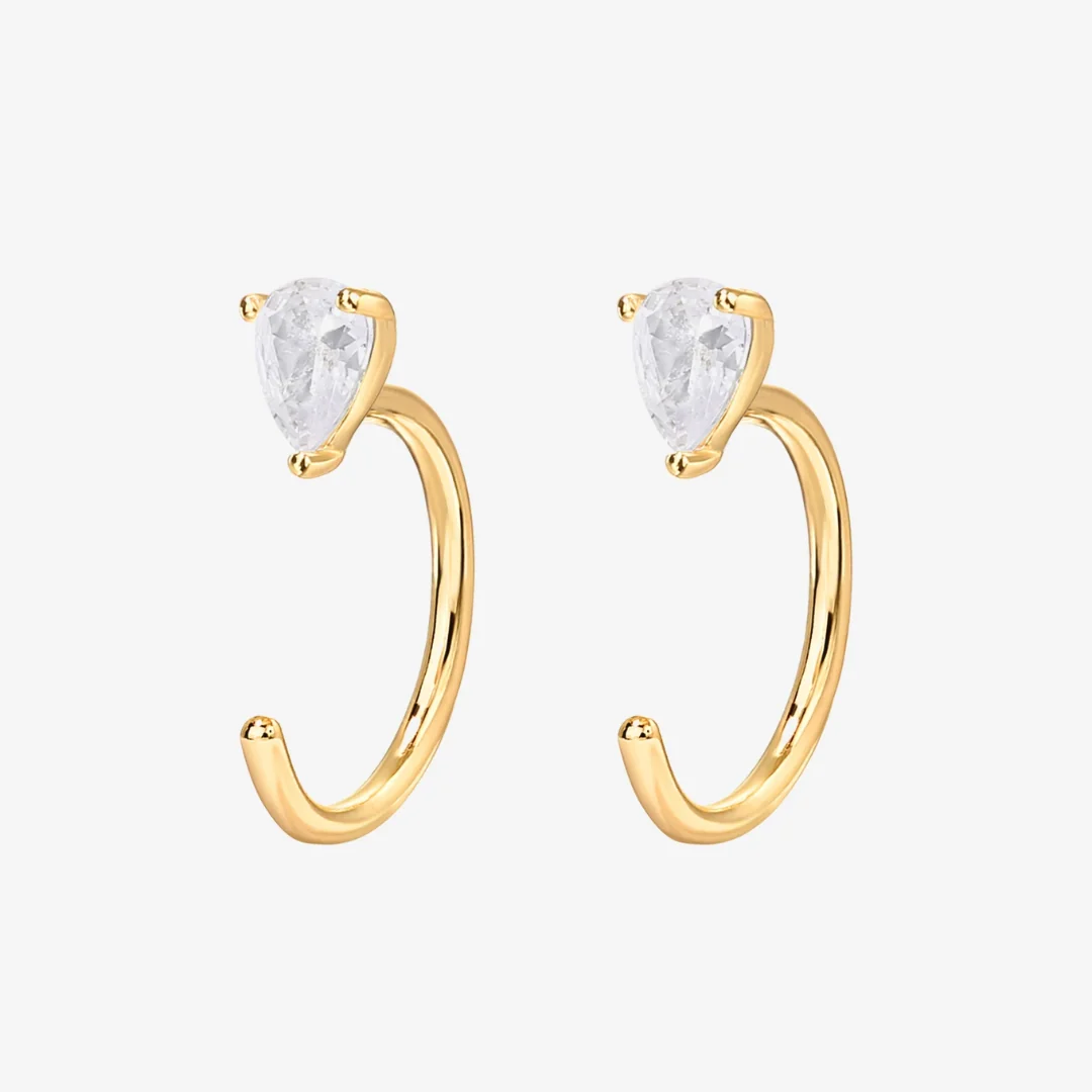 Tear Drop Half Hoop Earrings - Image 4