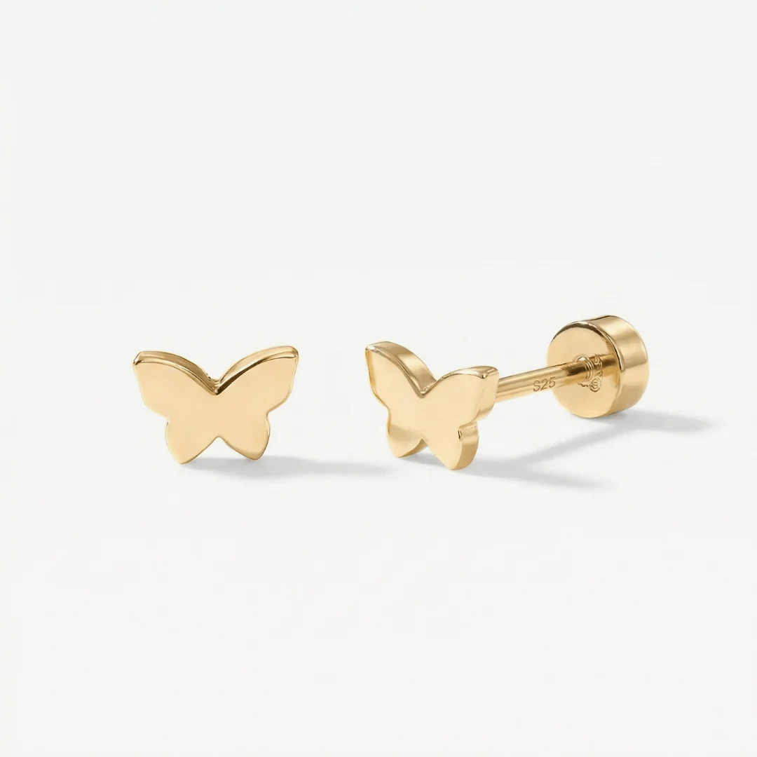 Tiny Butterfly Flat Back Stud Earrings