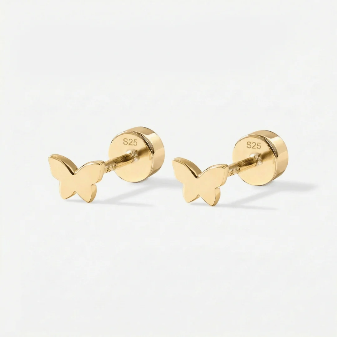 Tiny Butterfly Flat Back Stud Earrings - Image 4