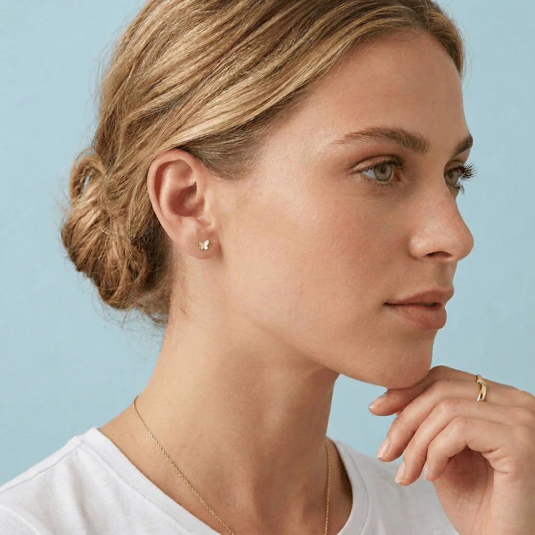 Tiny Butterfly Flat Back Stud Earrings - Image 5
