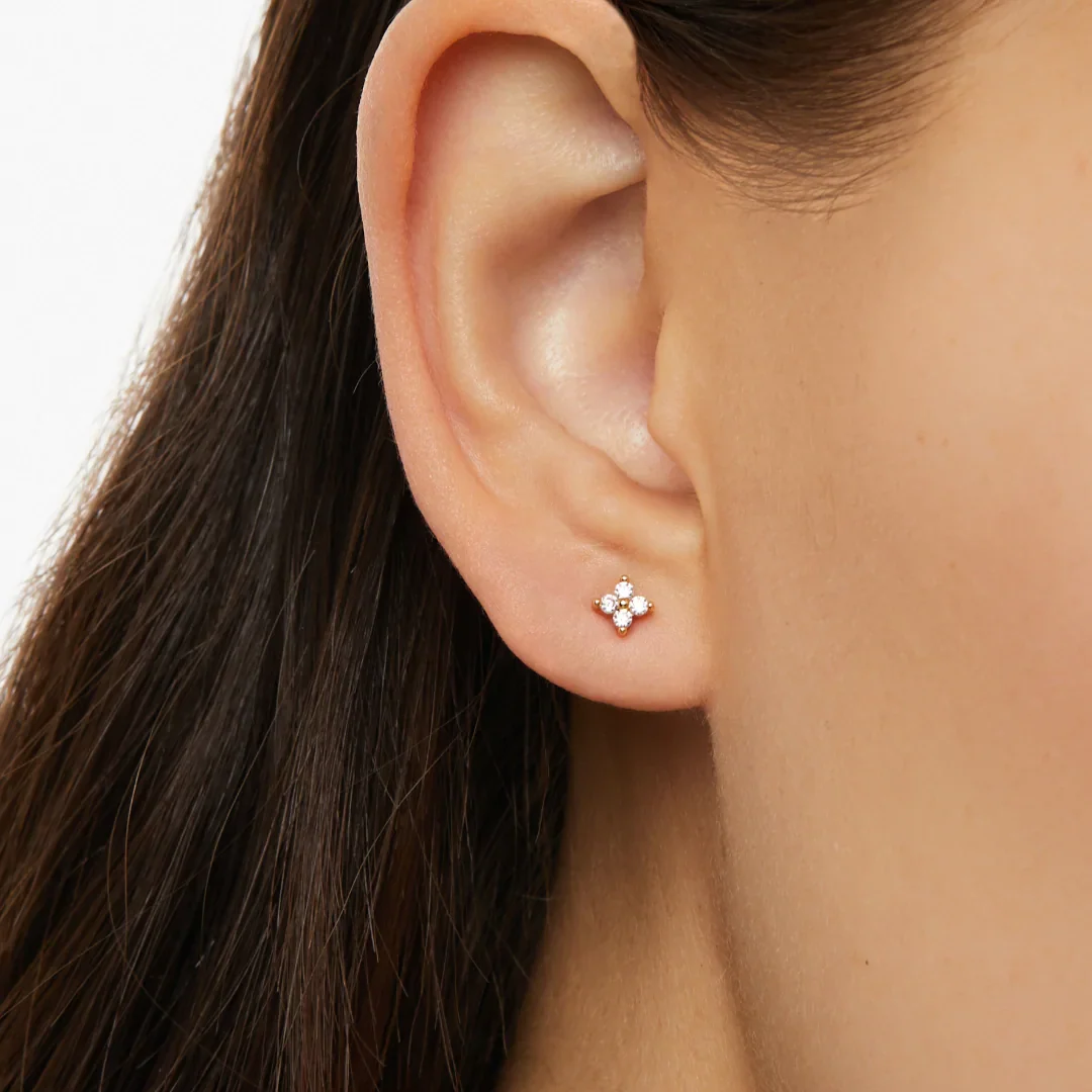 Tiny Clover Stud Earrings Set - Image 4