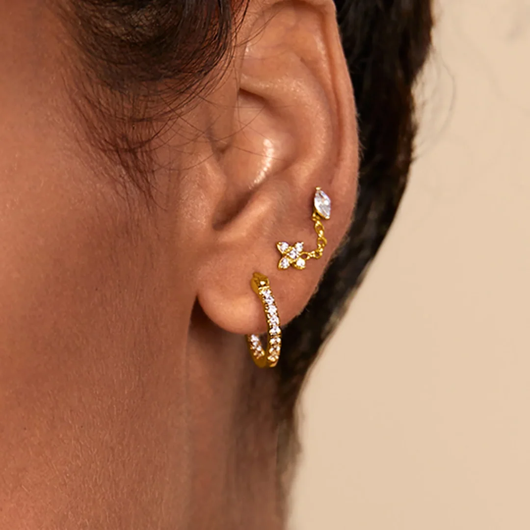 Tiny Flower Flat Back Stud Earrings - Image 2