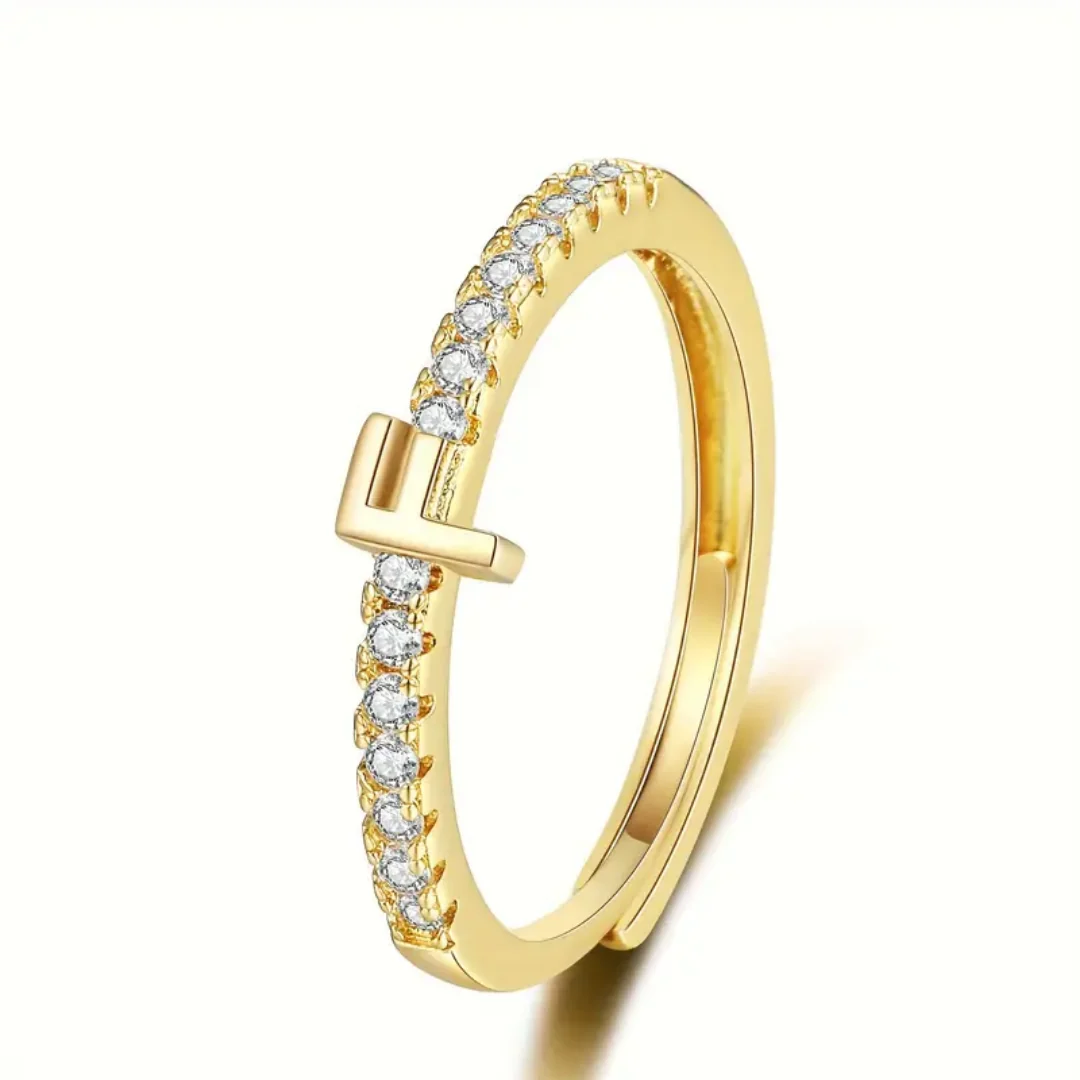 Vienná Iced Initial Letter Adjustable Open Ring - Image 11