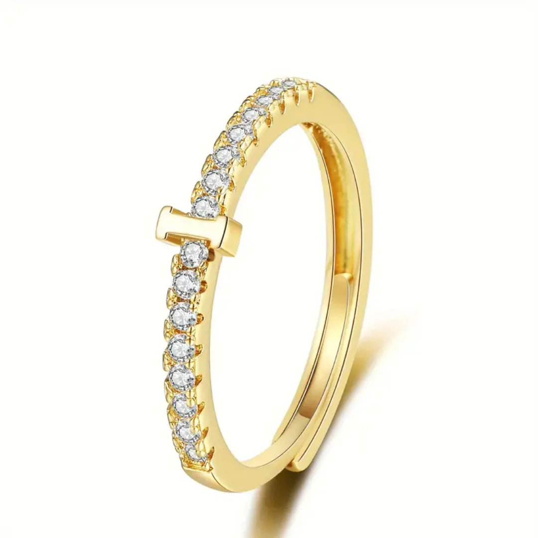 Vienná Iced Initial Letter Adjustable Open Ring - Image 14